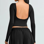 Load image into Gallery viewer, Soft Backless Sculpted Athleisure Crop Top With Sleeves