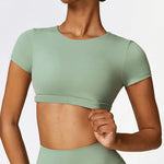 Load image into Gallery viewer, Seamless Contour Fit Yoga Crop Top Light Weight Nylon Knit