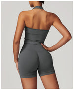 Load image into Gallery viewer, Luxurious Hanging Neck Seamless Sports Bra Nylon Spandex