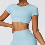 Load image into Gallery viewer, Seamless Contour Fit Yoga Crop Top Light Weight Nylon Knit
