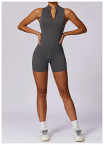 Load image into Gallery viewer, Luxurious Contour Performance Zip Front Yoga Romper