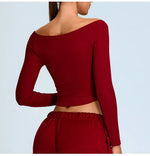 Load image into Gallery viewer, Off Shoulder Contour Seamless Athleisure Top Nylon