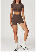 Load image into Gallery viewer, Two-Piece Contoured Breathable Yoga Set Leggings Silhouette