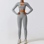 Load image into Gallery viewer, Contoured Interwoven Athleisure Long Sleeve Yoga Ensemble