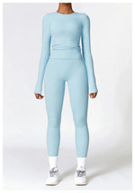 Load image into Gallery viewer, Seamless Sculpted Yoga Core Set Leggings Ribbed Contour