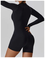 Load image into Gallery viewer, Zippered Long Sleeve Contour Yoga Jumpsuit Performance