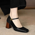 Load image into Gallery viewer, Women's Wedding Shoes Buckle Strap Block Heel Square Toe Style