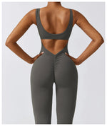 Load image into Gallery viewer, Contoured Back Zip Jumpsuit With Seamless Performance