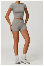 Load image into Gallery viewer, Sculpted Performance Yoga Top Short Sleeve Premium Nylon
