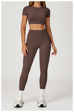 Load image into Gallery viewer, Two-Piece Contoured Breathable Yoga Set Leggings Silhouette