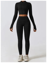Load image into Gallery viewer, Contoured Interwoven Athleisure Long Sleeve Yoga Ensemble