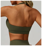 Load image into Gallery viewer, Ribbed Breathable Hanging Neck Sports Bra Performance