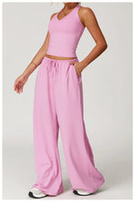 Load image into Gallery viewer, Breathable Contour Drawstring Wide Leg Athletic Pants