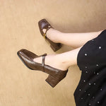 Load image into Gallery viewer, Women's Mary Jane Shoes Buckle Strap Block Heel Square Toe Style