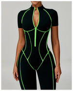Load image into Gallery viewer, Contoured Zippered Performance Yoga Jumpsuit Nylon Knit