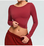 Load image into Gallery viewer, Soft Backless Sculpted Athleisure Crop Top With Sleeves
