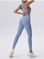 Load image into Gallery viewer, Zippered Contoured One-Piece Yoga Set Performance Wear