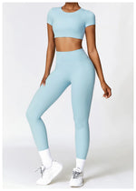 Load image into Gallery viewer, Seamless Sculpted Yoga Core Set Leggings Ribbed Contour