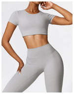 Load image into Gallery viewer, Seamless Contour Fit Yoga Crop Top Light Weight Nylon Knit