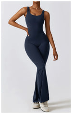 Load image into Gallery viewer, Contoured Back Zip Jumpsuit With Seamless Performance
