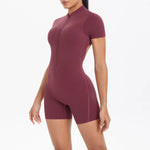 Load image into Gallery viewer, Light Weight Zippered Short Sleeve Jumpsuit Nylon Fabric