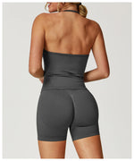 Load image into Gallery viewer, Breathable Contoured Halter Crop Sports Bra With Padding