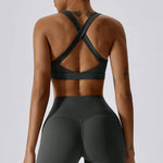 Load image into Gallery viewer, Crossed Shoulder Strap Yoga Bra Premium Nylon Spandex