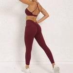 Load image into Gallery viewer, Two Piece Ribbed Seamless Studio Yoga Set Cross Back