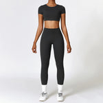 Load image into Gallery viewer, Seamless Sculpted Yoga Core Set Leggings Ribbed Contour