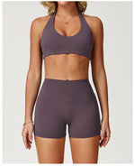 Load image into Gallery viewer, Contour Seamless Yoga Bra Hanging Neck Nylon Spandex