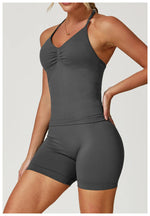 Load image into Gallery viewer, Breathable Contoured Halter Crop Sports Bra With Padding