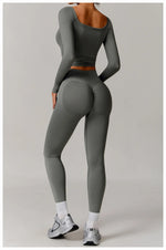 Load image into Gallery viewer, Performance Contour Knit Long Sleeve Yoga Top Nylon Spandex