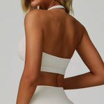 Load image into Gallery viewer, Ribbed Breathable Hanging Neck Sports Bra Performance