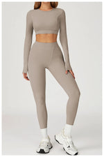 Load image into Gallery viewer, Two-Piece Contoured Breathable Yoga Set Leggings Silhouette