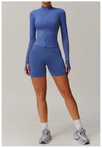 Load image into Gallery viewer, Performance Contoured Zippered Yoga Outfit Long Sleeve