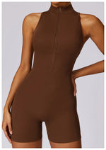 Load image into Gallery viewer, Luxurious Contour Performance Zip Front Yoga Romper