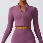 Load image into Gallery viewer, Luxurious Contoured Yoga Jacket With Nylon Zip Front