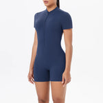 Load image into Gallery viewer, Light Weight Zippered Short Sleeve Jumpsuit Nylon Fabric