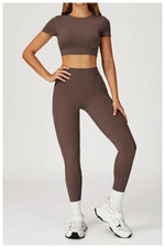 Load image into Gallery viewer, Two-Piece Contoured Breathable Yoga Set Leggings Silhouette