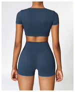 Load image into Gallery viewer, Seamless Contour Fit Yoga Crop Top Light Weight Nylon Knit