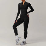 Load image into Gallery viewer, Performance Contoured Zippered Yoga Outfit Long Sleeve