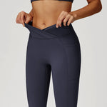 Load image into Gallery viewer, Cross Waist High Rise Contoured Elegance Yoga Leggings