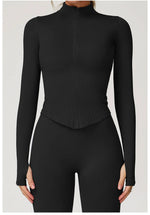 Load image into Gallery viewer, Seamless Contour Yoga Top With Zippered Long Sleeve