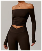 Load image into Gallery viewer, Performance Contour Knit Long Sleeve Yoga Top Nylon Spandex