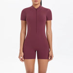 Load image into Gallery viewer, Light Weight Zippered Short Sleeve Jumpsuit Nylon Fabric