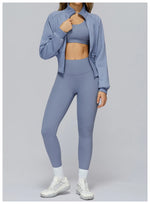 Load image into Gallery viewer, Wind Proof Zip Front Standing Collar Sweat Shirt Regular Fit