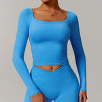 Load image into Gallery viewer, Performance Contour Knit Long Sleeve Yoga Top Nylon Spandex