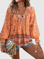Load image into Gallery viewer, Women's Floral Long Sleeve Boho Peasant Top