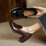Load image into Gallery viewer, Women's Tassel Loafer Pumps Block Heel Round Toe Heels