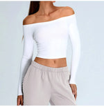 Load image into Gallery viewer, Off Shoulder Contour Seamless Athleisure Top Nylon